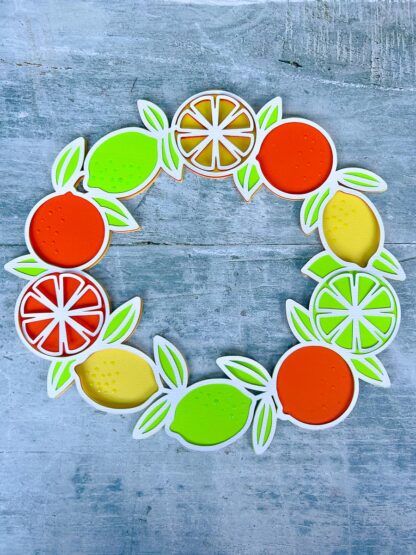 Layered Citrus Fruits Wreath with ornages and lemons and limes SVG