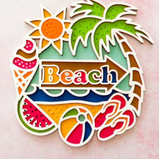 Free 8 layer Beach sign SVG sign for paper craft