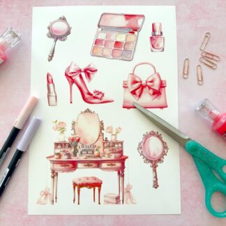 Pink girly fashion ephemera for junk Journalling